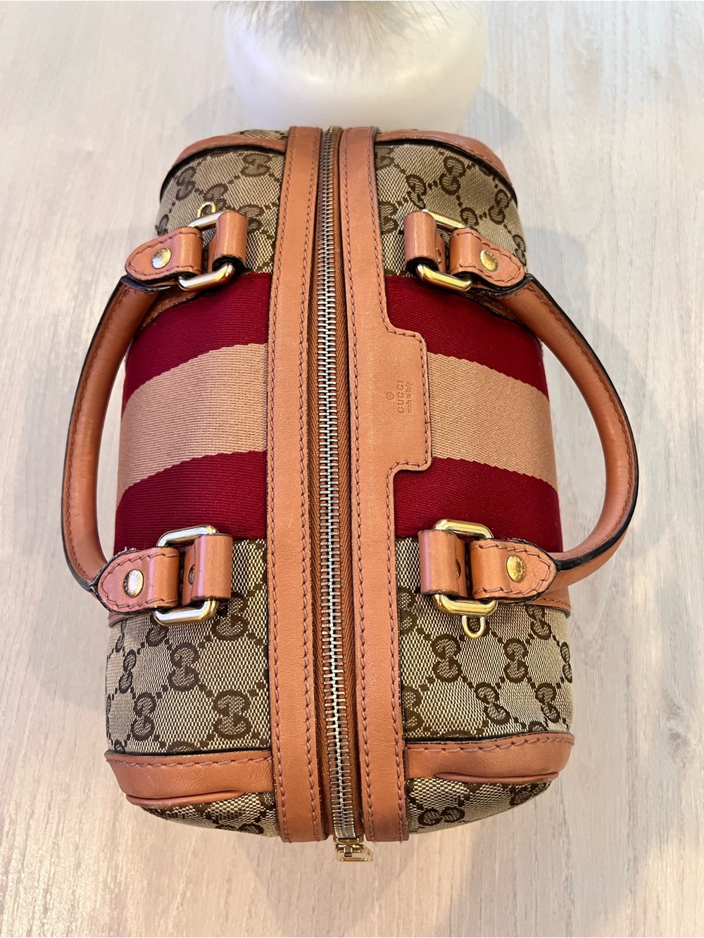 Gucci GG Canvas Boston Bag ❤️ Authenticated + Chain Strap + Dust Bag - Picture 11 of 16